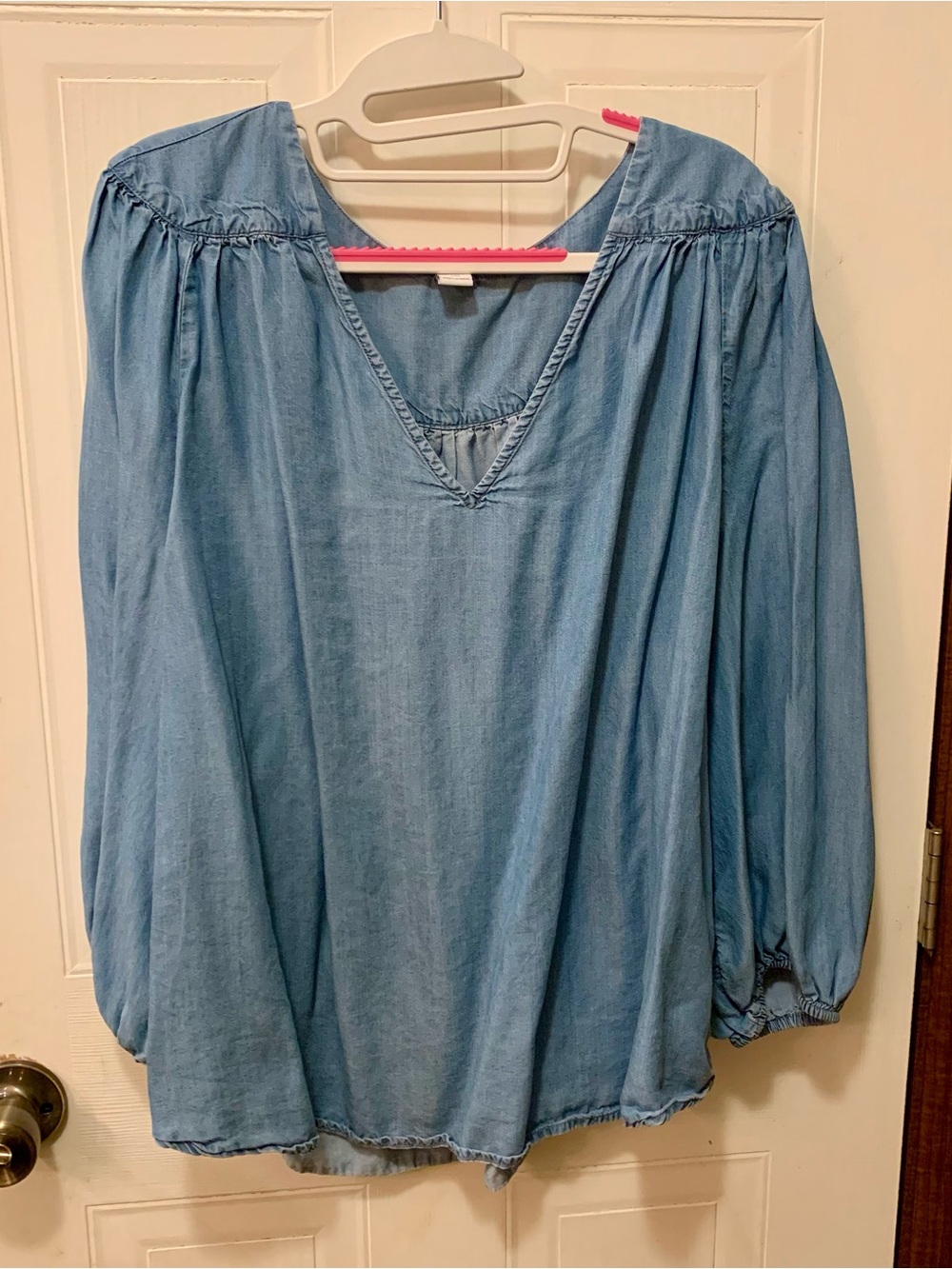 Old Navy Denim Chambray V-Neck Boho Blouse XXL